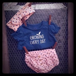 Cat and Jack 3 Piece Baby Girls Outfit 0-3 m